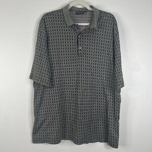 Vintage Bobby Jones Geometric Polo Golf Shirt with Novelty Golfer Print